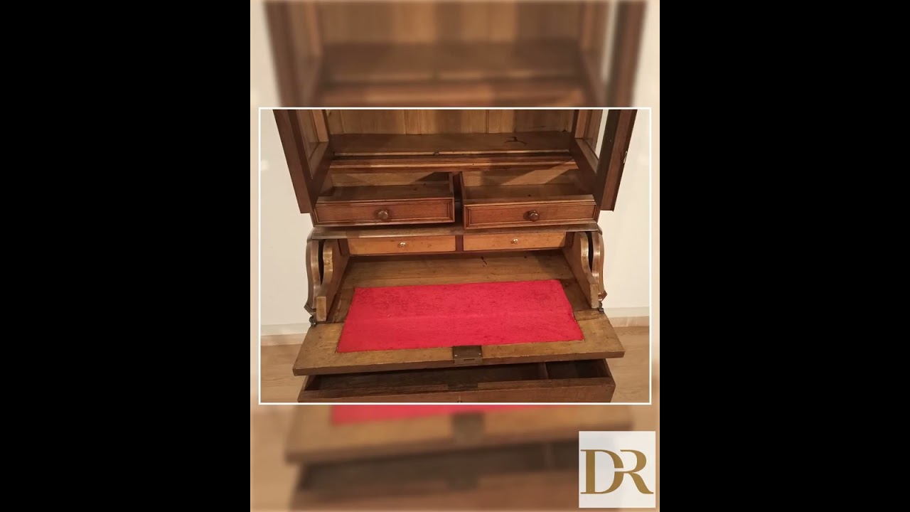 Vintage wooden chest, French Louis XV style with secret drawer, solid walnut with oak and maple i...