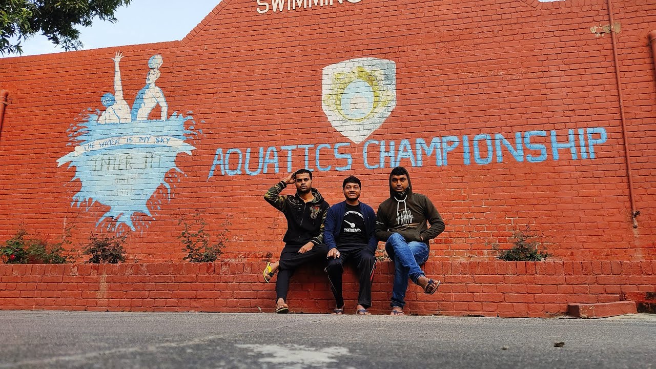 Swimming pool tour complete view, IIT Kanpur,Ground, pond, fountain