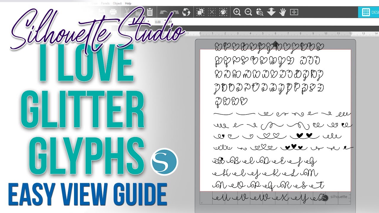 I Love Glitter Font Glyphs NO Character Map|Silhouette Studio