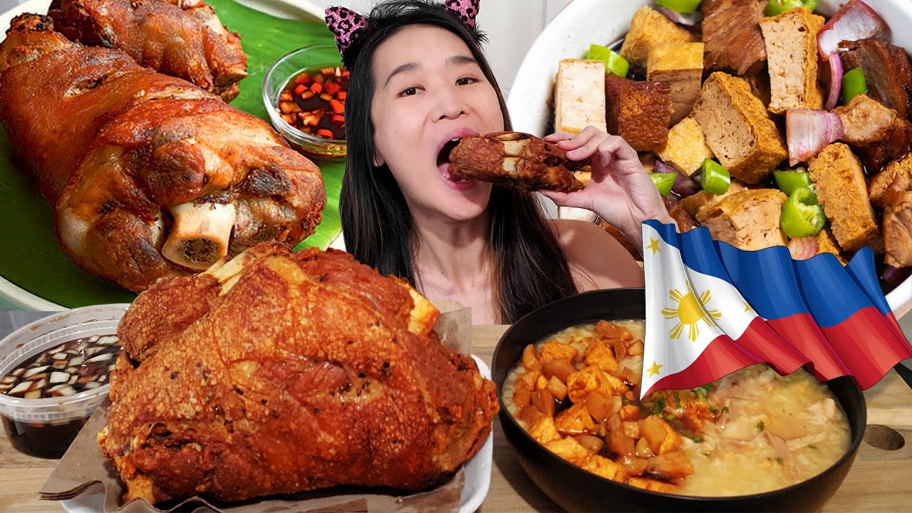 Filipino Comfort Food: Arroz Caldo with Tokwa't Baboy & Crispy Pata! Street Food Mukbang w/ ASMR