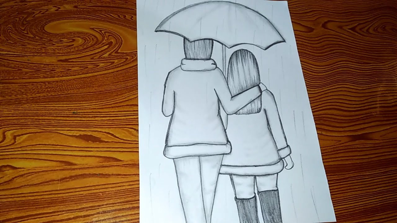 easy pencil sketch of a cute couple 👫💜