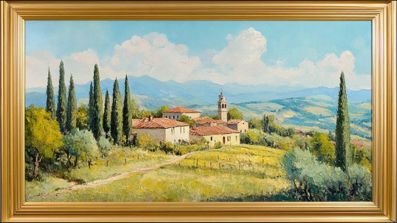 Italian Countryside TV Art | Gold Frame | TV Screensaver