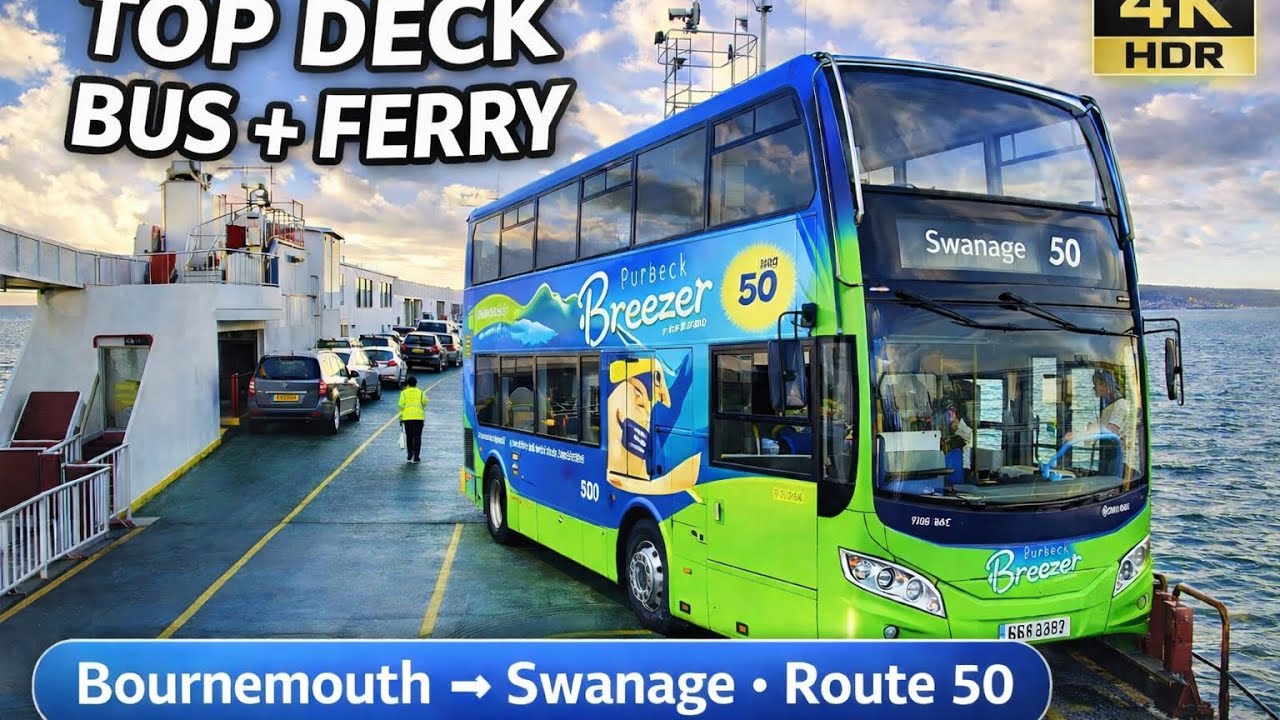 UK’s Most Scenic Bus + Ferry Ride? Purbeck Breezer 50 (Bournemouth–Swanage) | Early Morning Glow