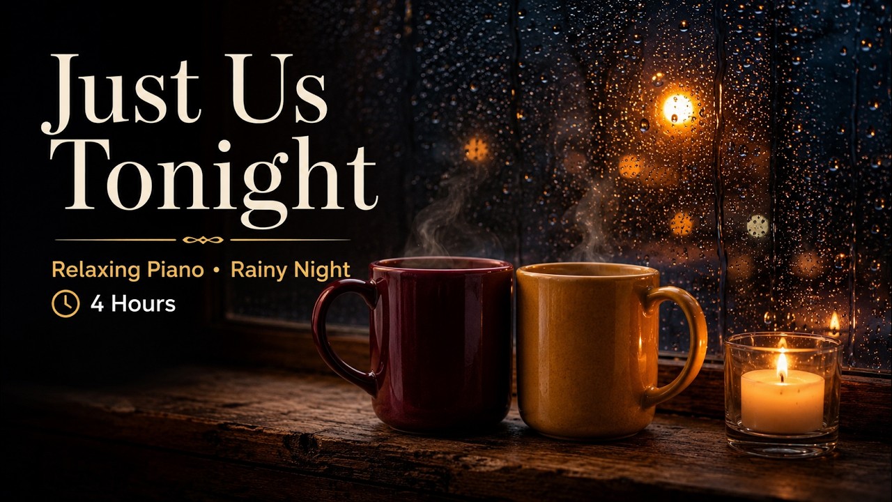 Romantic Rainy Night Window – Just Us Tonight | 4 Hours of Candlelight & Soft Piano