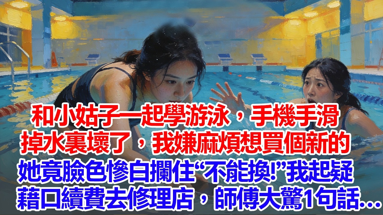 和小姑子一起學游泳，手機手滑掉進水裏壞了。我嫌麻煩要買個新的，小姑子竟臉色慘白攔住：“不能換！”我起疑，藉口續費去了修理店。師傅拆開大驚1句話，我傻了#人生感悟 #故事分享 #為人處世 #正能量
