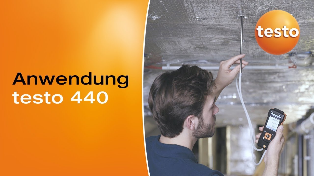 Volumenstrom-Messung im Kanal mit dem Klima-Messger&auml;t testo 440