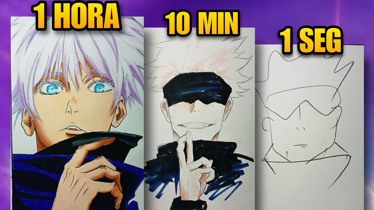Dibujé a GOJO en 1 SEGUNDO vs 1 HORA ¡El resultado es SORPRENDENTE! ✍️🌀