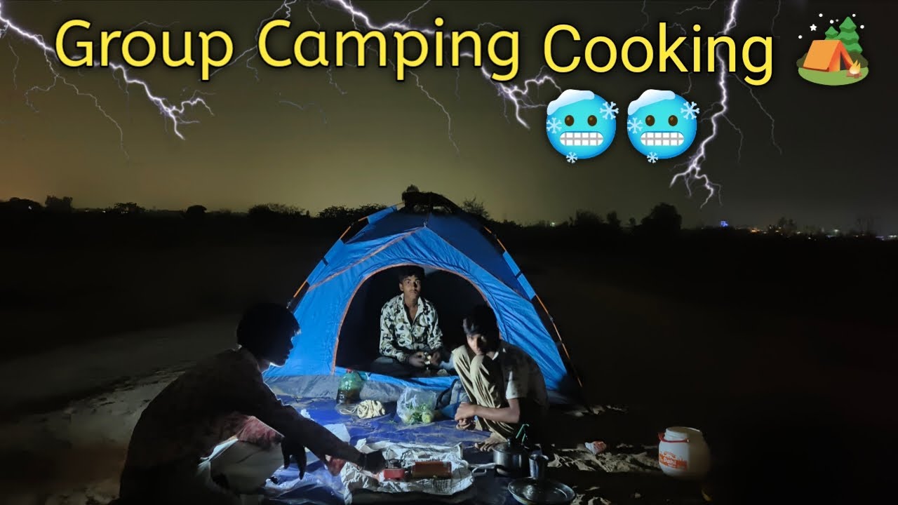 Group camping in heavy rain / haunted place 😱