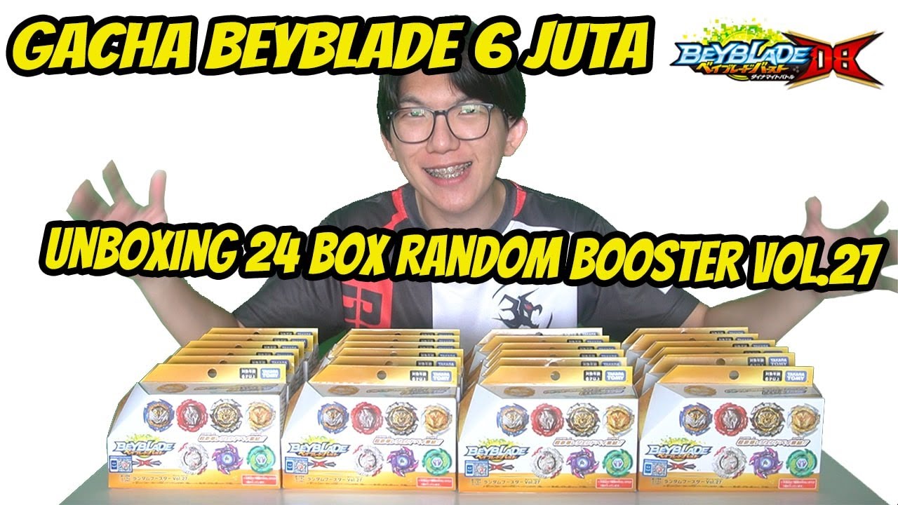 GACHA BEYBLADE 6 JUTA! Unboxing 24 pcs Random Booster Vol.27 - Beyblade Burst Indonesia