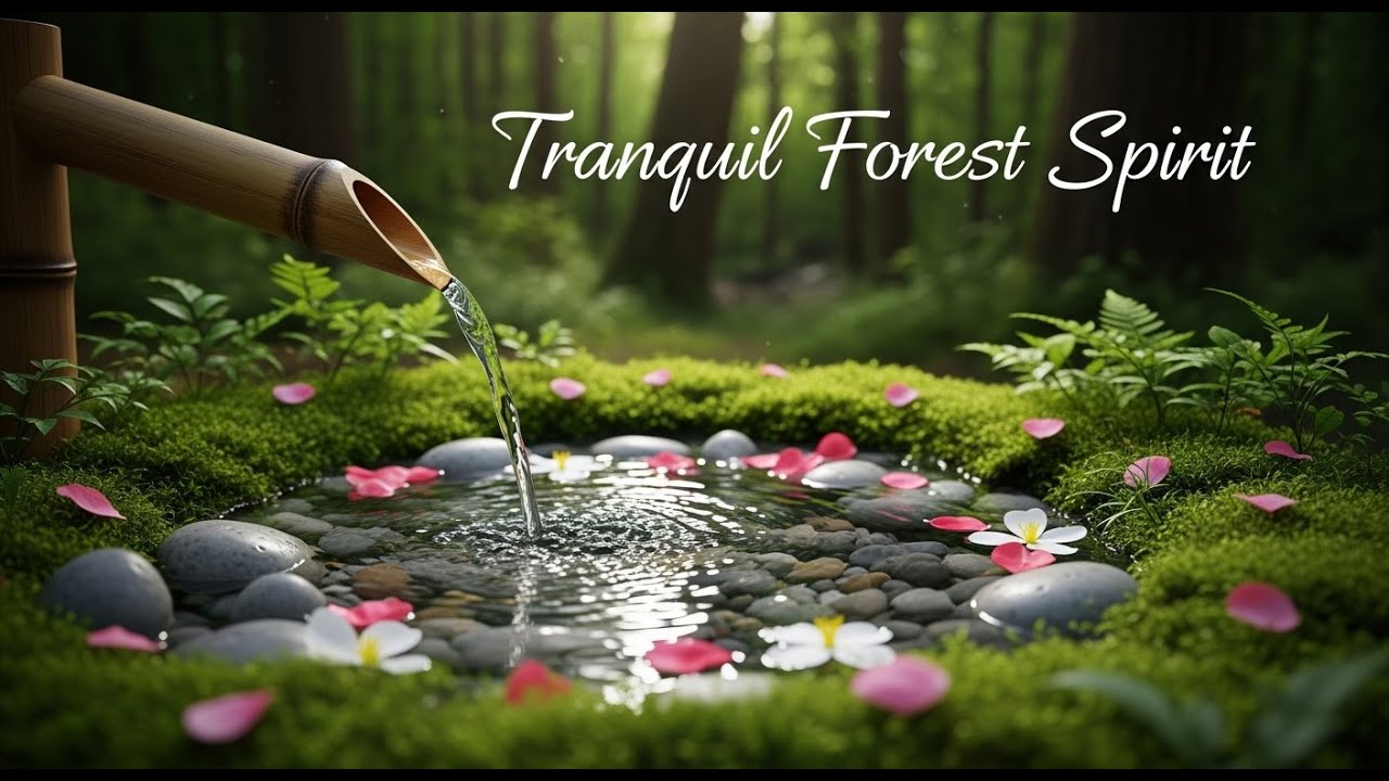 Tranquil Zen Light Stream Bamboo Fountain and Candle Glow for Relaxation Meditation Sleep Calm