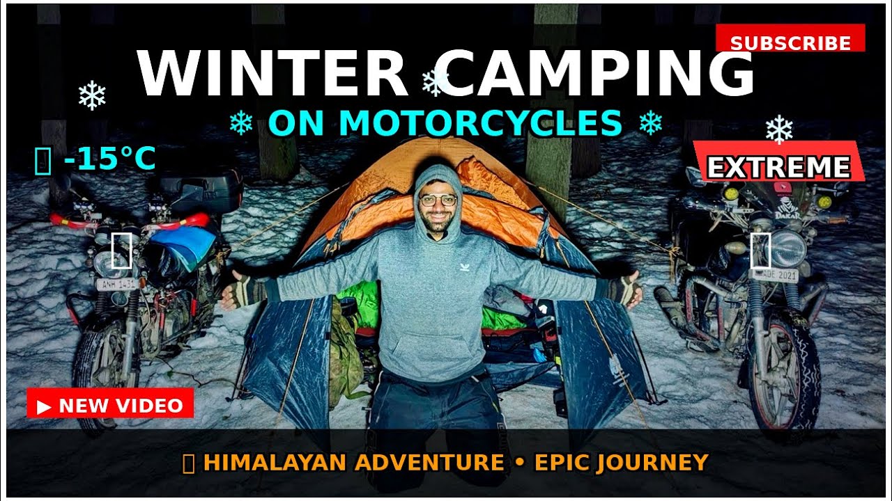 Winter Survival Camping on Bike | Snow + Tent + Bonfire