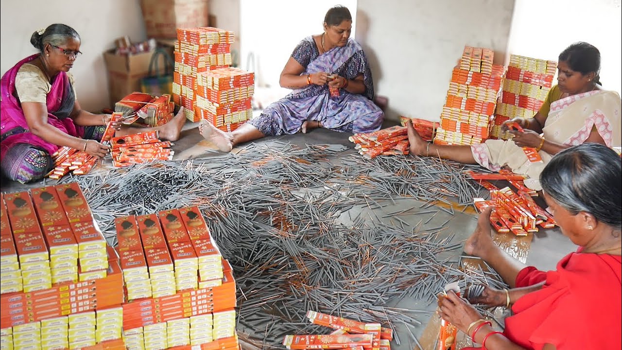Electric Sparklers Manufacturing Process in Sivakasi Fireworks Factory