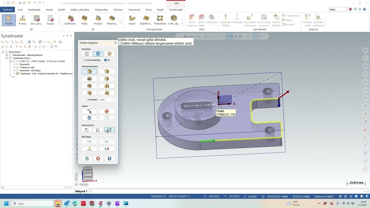 Mastercam 2D profiili