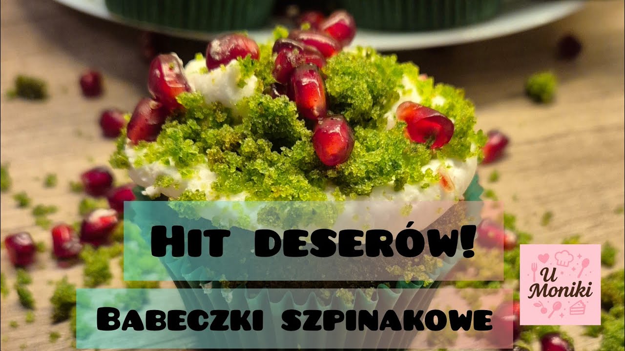 Babeczki Leśny Mech-Szpinakowe z bitą śmietaną i granatem. Krok po kroku #LeśnyMech #Babeczki #deser