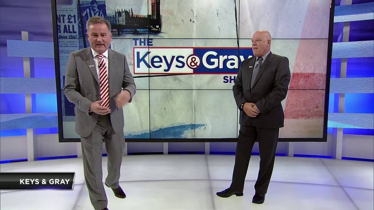 Richard Keys interviews Burnley manager Sean Dyche during the Keys and Gray show at BeIn Sports