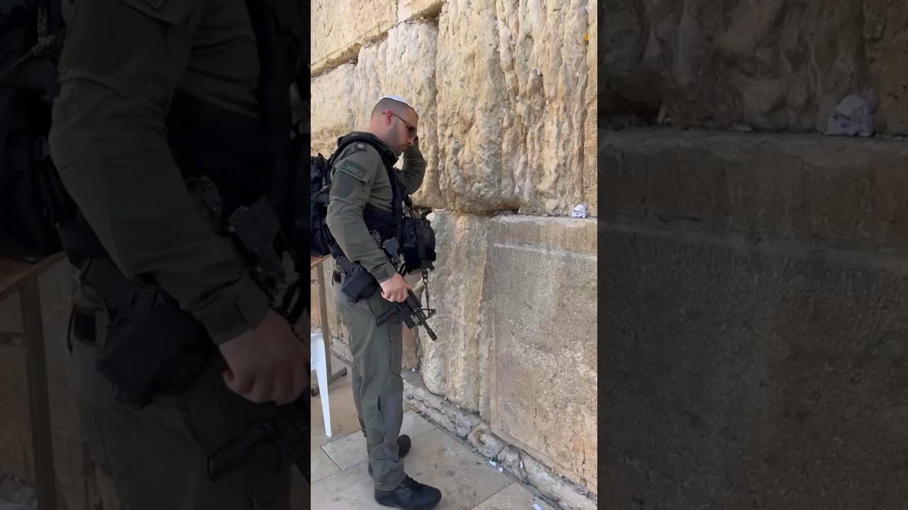Israel praying to God to win the war at the Western Wall #israel