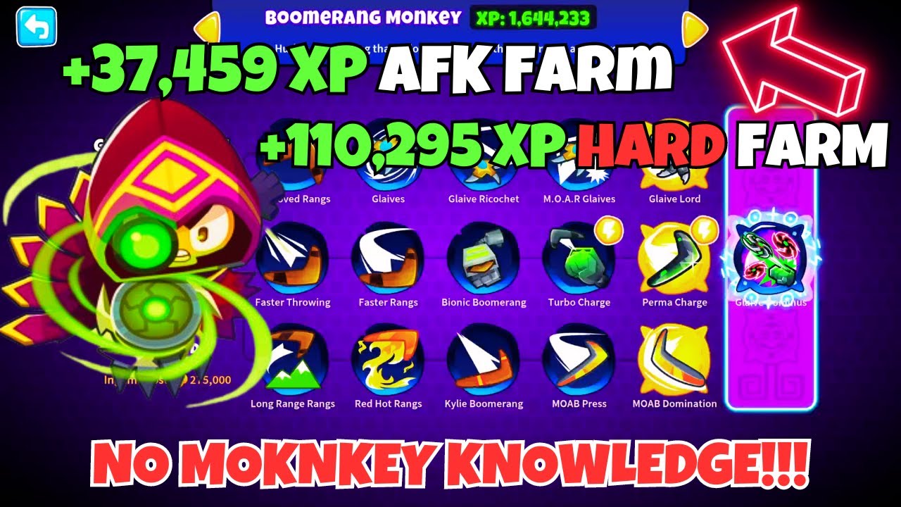 AFK Boomerang Paragon XP Farm BTD6 (NO MONKEY KNOWLEDGE!)