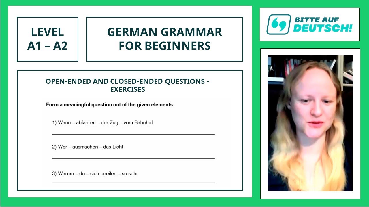 Lesson 12: How To Ask Questions - Exercises - Learn German Grammar for Beginners (A1 / A2)