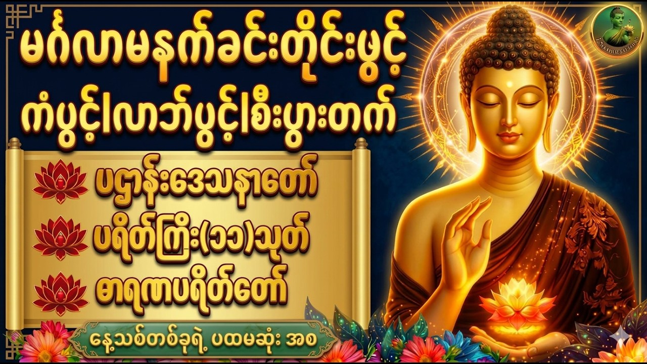 🌷🙏🌷နံနက်ခင်းမှစ ကံပွင့်လာဘ်ပွင့် စီးပွားတက်စေရန် ပဋ္ဌာန်းပါဠိ၊ ပရိတ်ကြီး၊ မဟာသမယသုတ် တရားတော်များ🙏🌷🙏