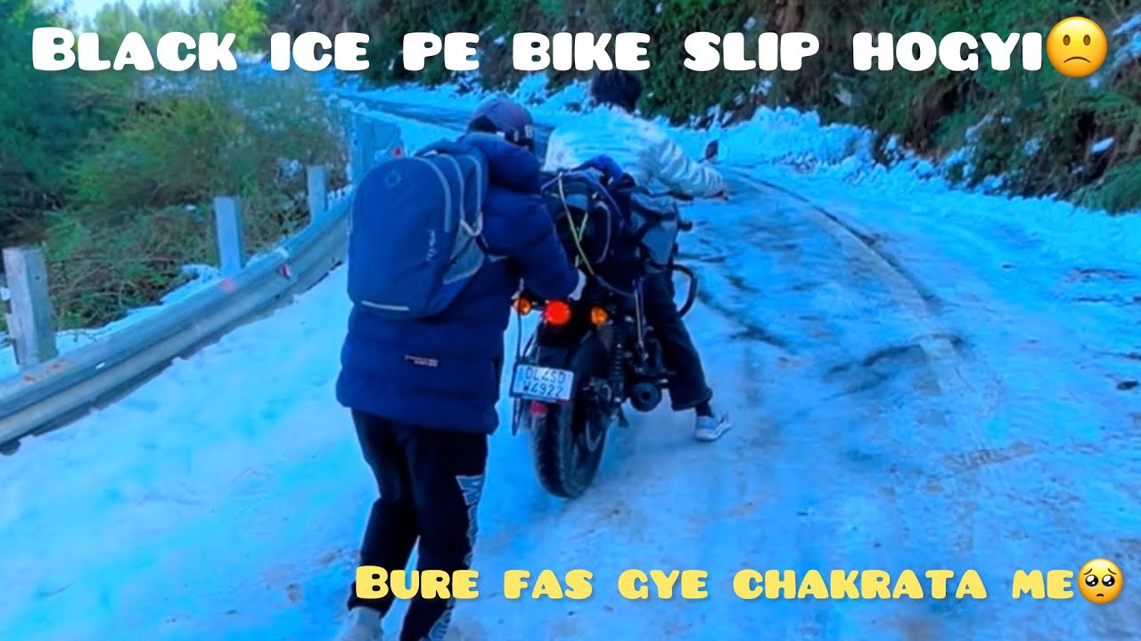 Black ice me bure fas gye 😟||day 2|| #vlog #uttrakhand #chakrata #travel #bikeride #hunter350 