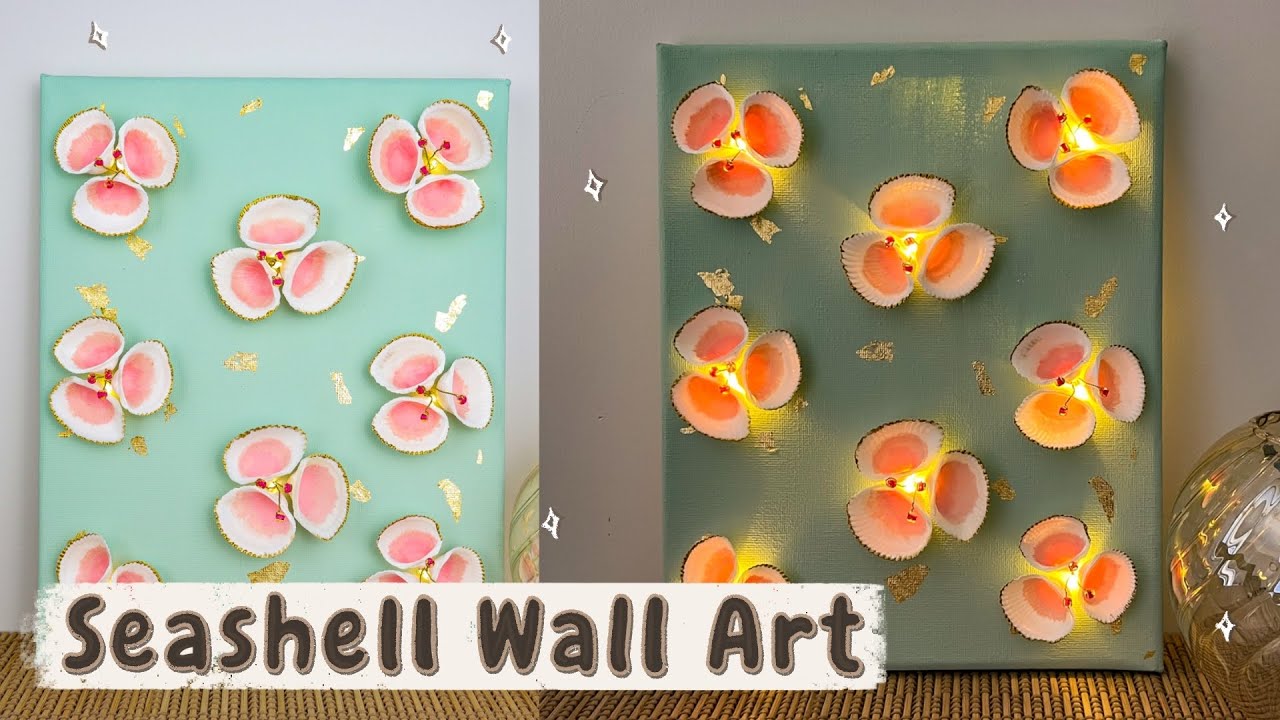 I made a SEASHELL WALL ART that Glows ✨🐚 DIY Coastal Decor