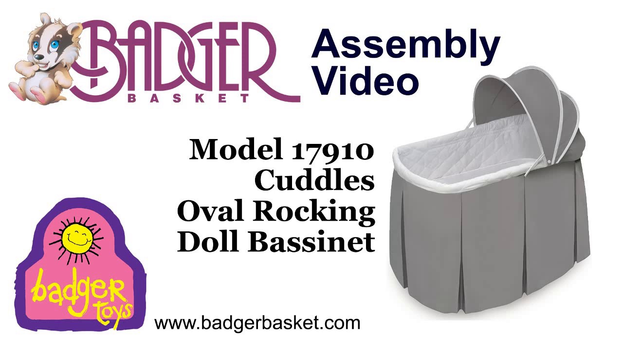 Assembly of 17910 Badger Basket Cuddles Oval Doll Bassinet