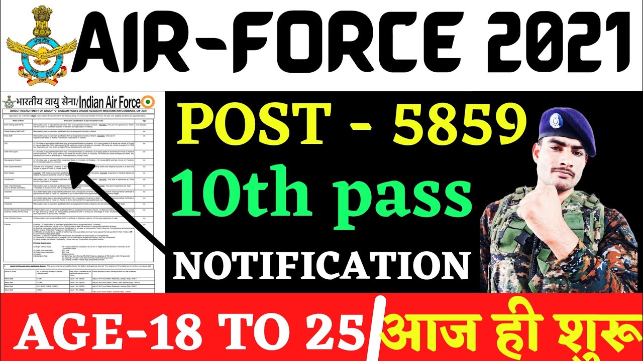 Air Force New Vacancy 2021 !! 10th Pass Group - C !! Notification Form Starts Today