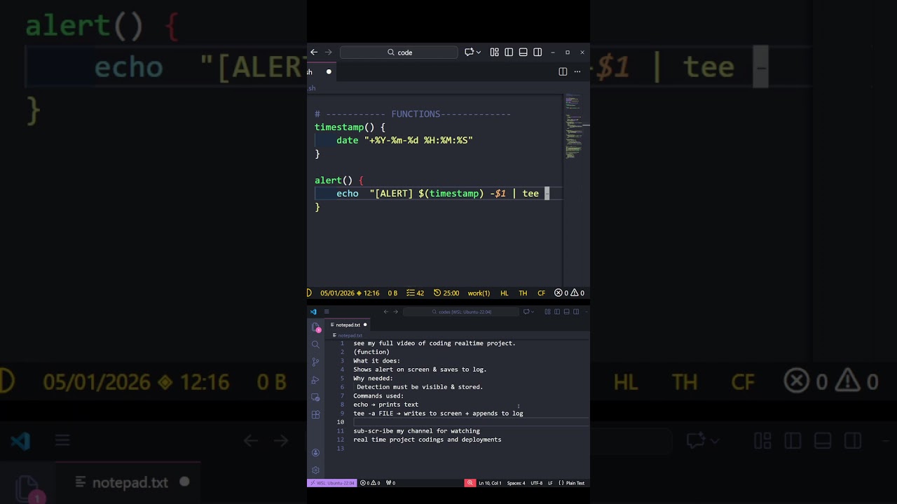 Bash Security Alerts | Display & Log Threats in Real-Time #linux #automation #coding #bashscripting