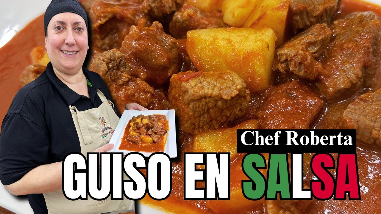 GUISO con SALSA de TOMATE y PAPAS!🥩🇮🇹 Receta Original Italiana con Chef Roberta || Aroma Roma
