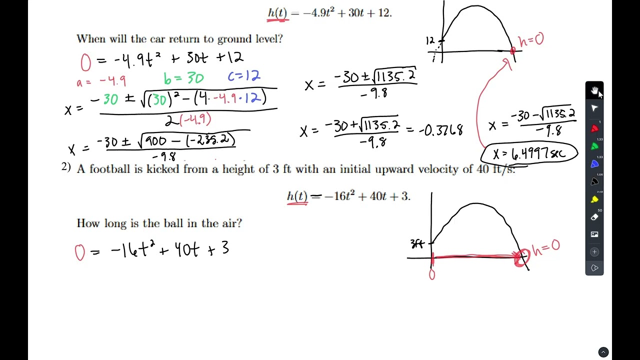 Unit8D7Tech: Applications with Quadratics