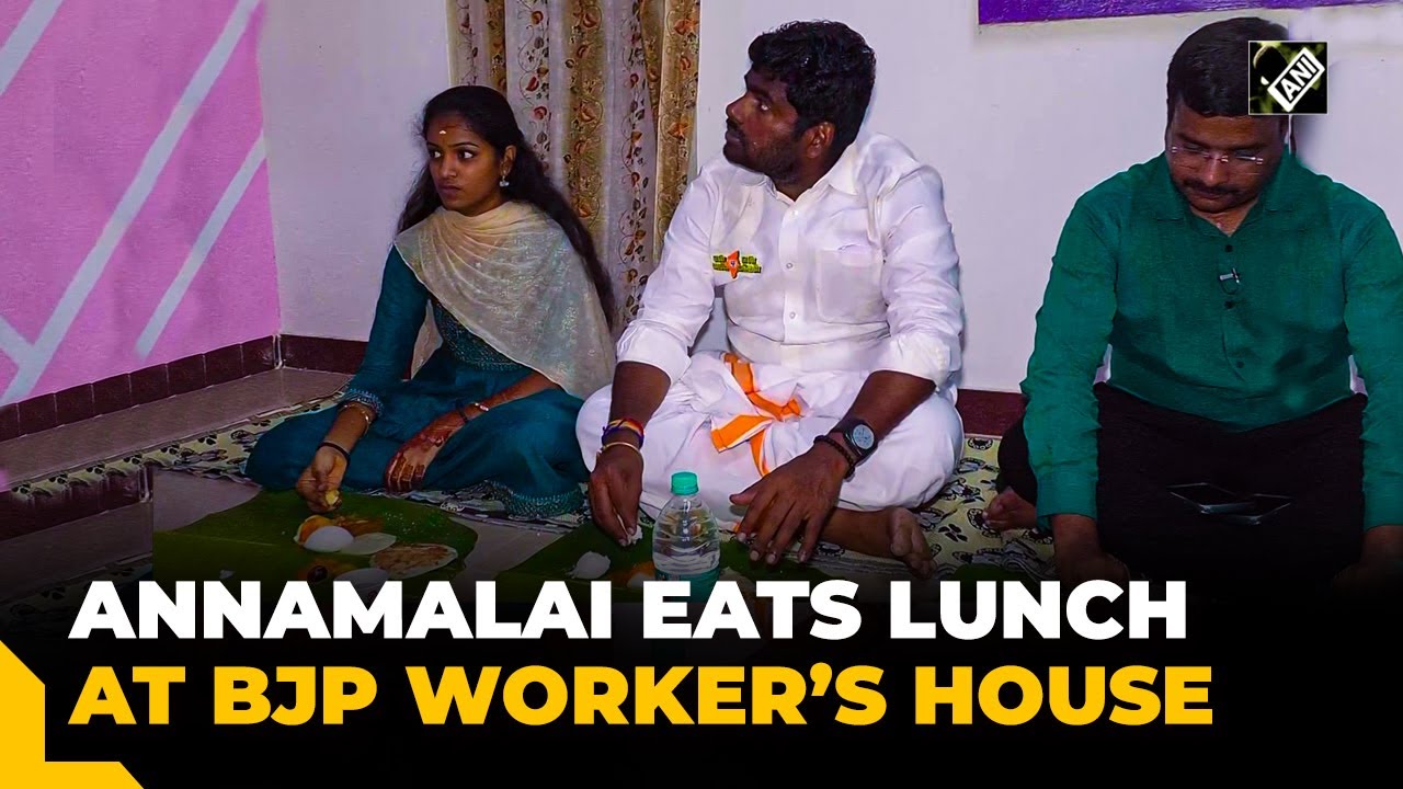 Tamil Nadu BJP President Annamalai eats lunch at party worker’s residence in Coimbatore