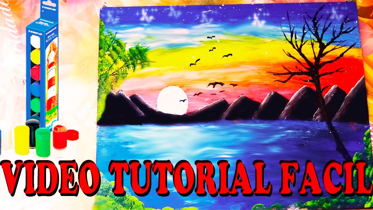 COMO pintar sobre VIDRIO CON TEMPERA  un PAISAJE muy FÁCIL paso a PASO | TÉCNICAS PARA PINTAR