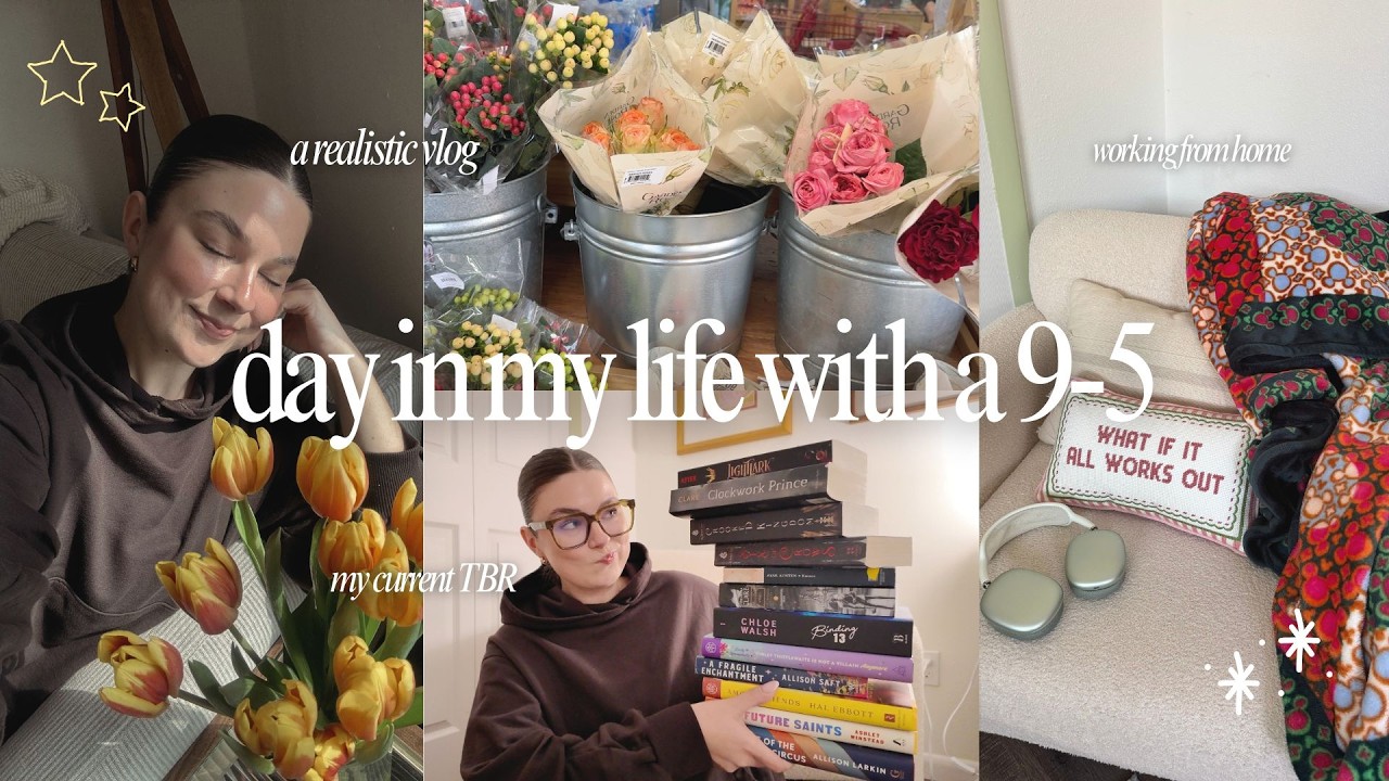 realistic vlog: my TBR, working from home, cozy hobbies, trader joes run + more