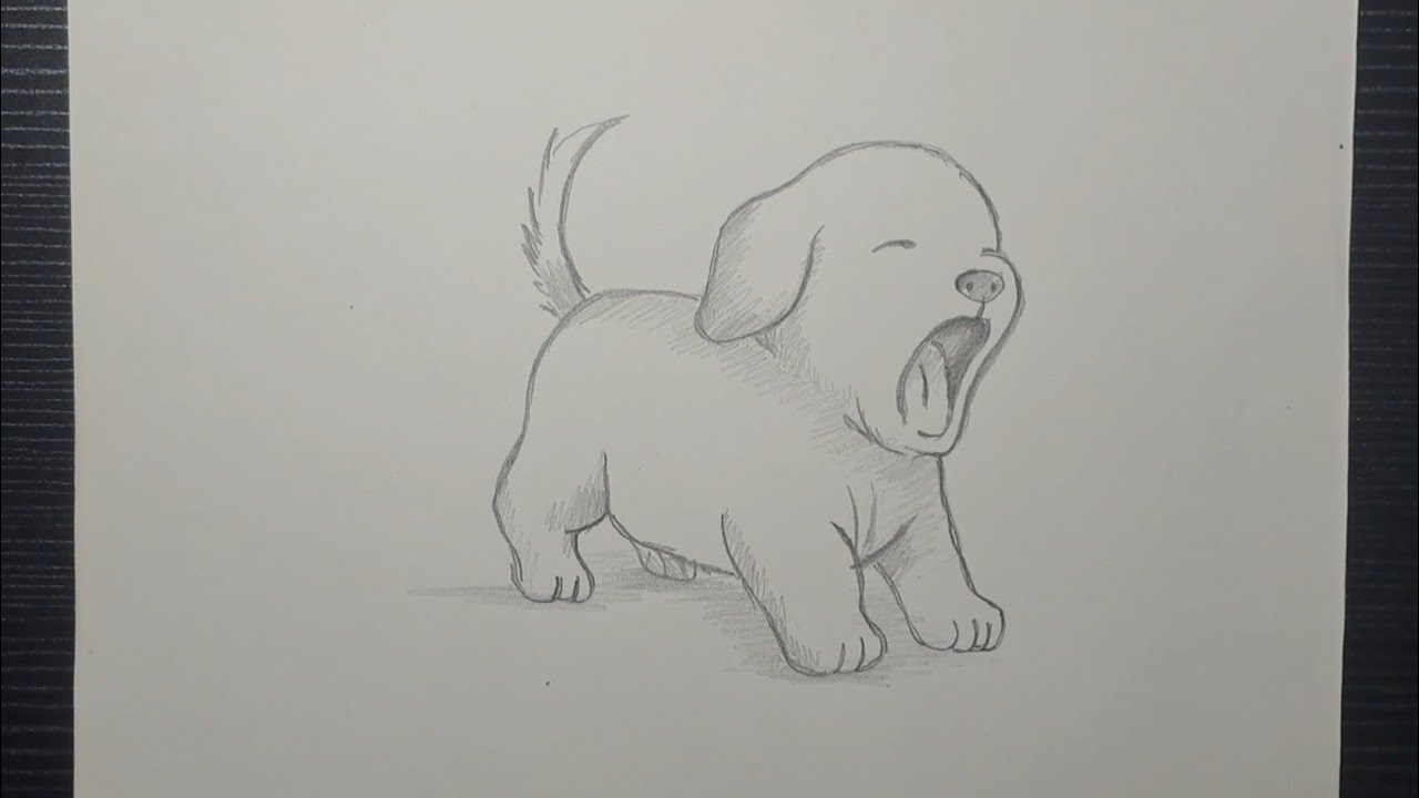 Cómo dibujar un perrito bostezando - dibujos paso a paso