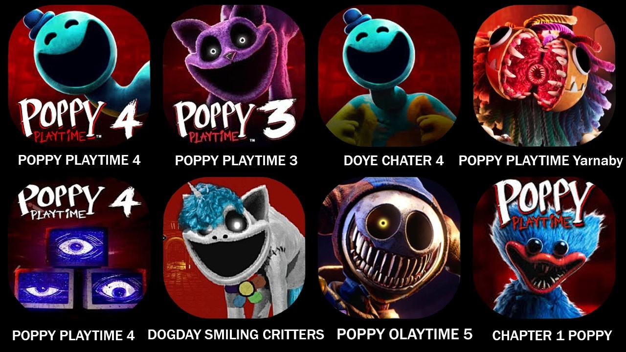 Poppy Playtime Chapter 4 FULL:  POPPY PLAYTIME,  DOCTOR, KISSY MISSY, DOEY THE DOUGHMAN,YARNABY