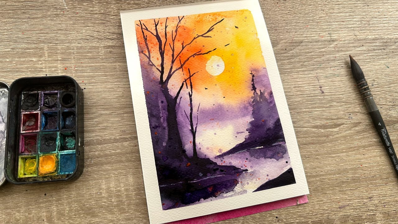 Easy Watercolor Landscape Painting - Beginner Tutorial