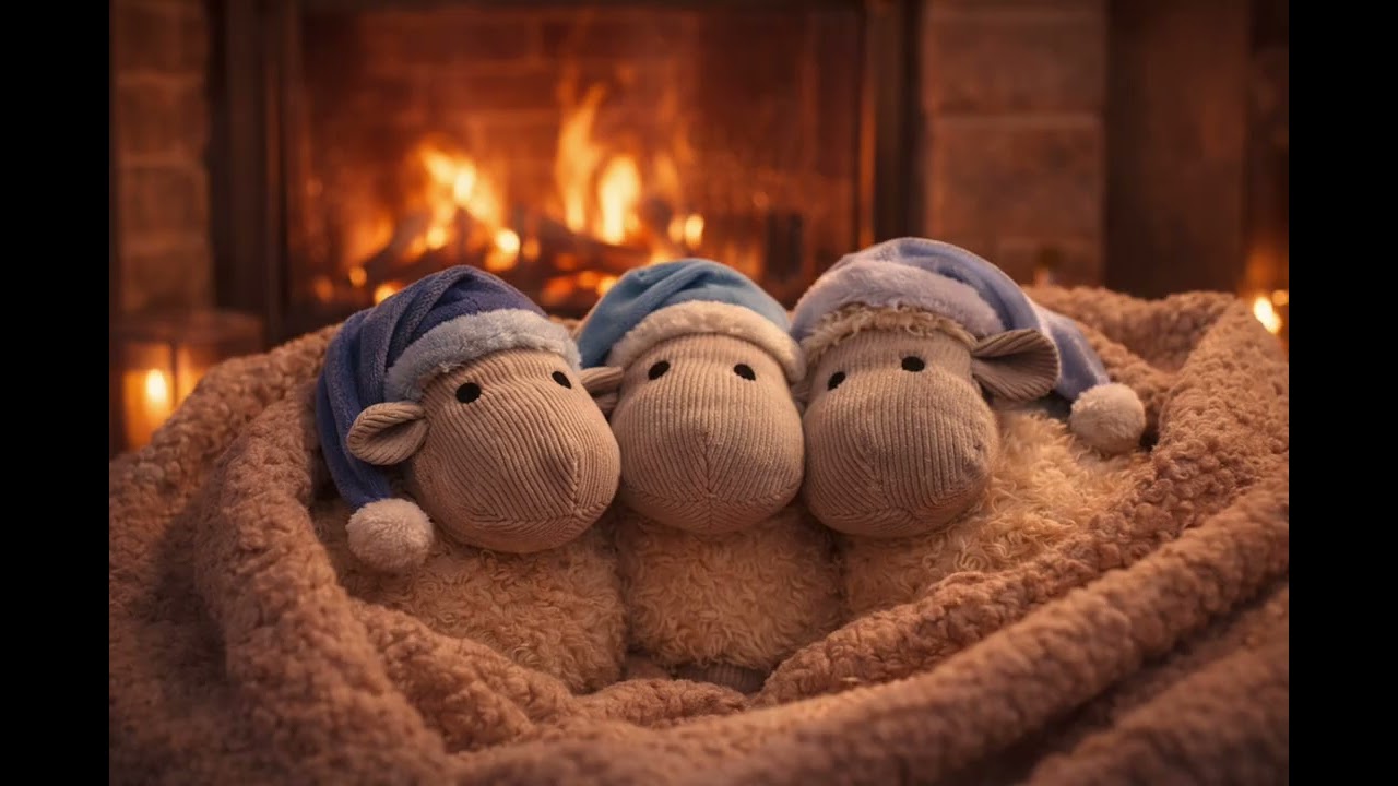 Cozy Sheep by the Fireplace 🔥🐑 | 60 Minutes Relaxing Fireplace Sounds for Sleep & Relaxation