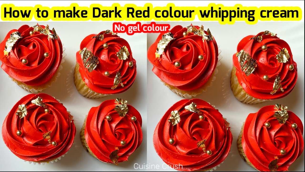 Dark Red colour Whipped Cream Frosting |How to make perfect red color frosting #Darkredwhippingcream