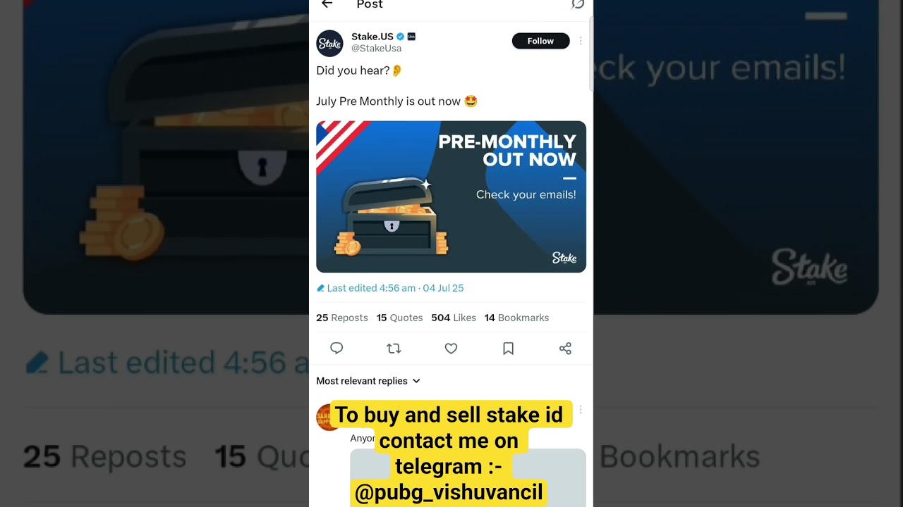 July pre month bonus stake 