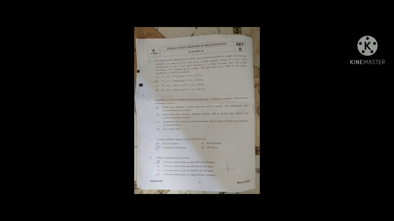 ISRO SCIENTIST/ ENGINEER ELECTRICAL-2019 QUESTIONS PAPER