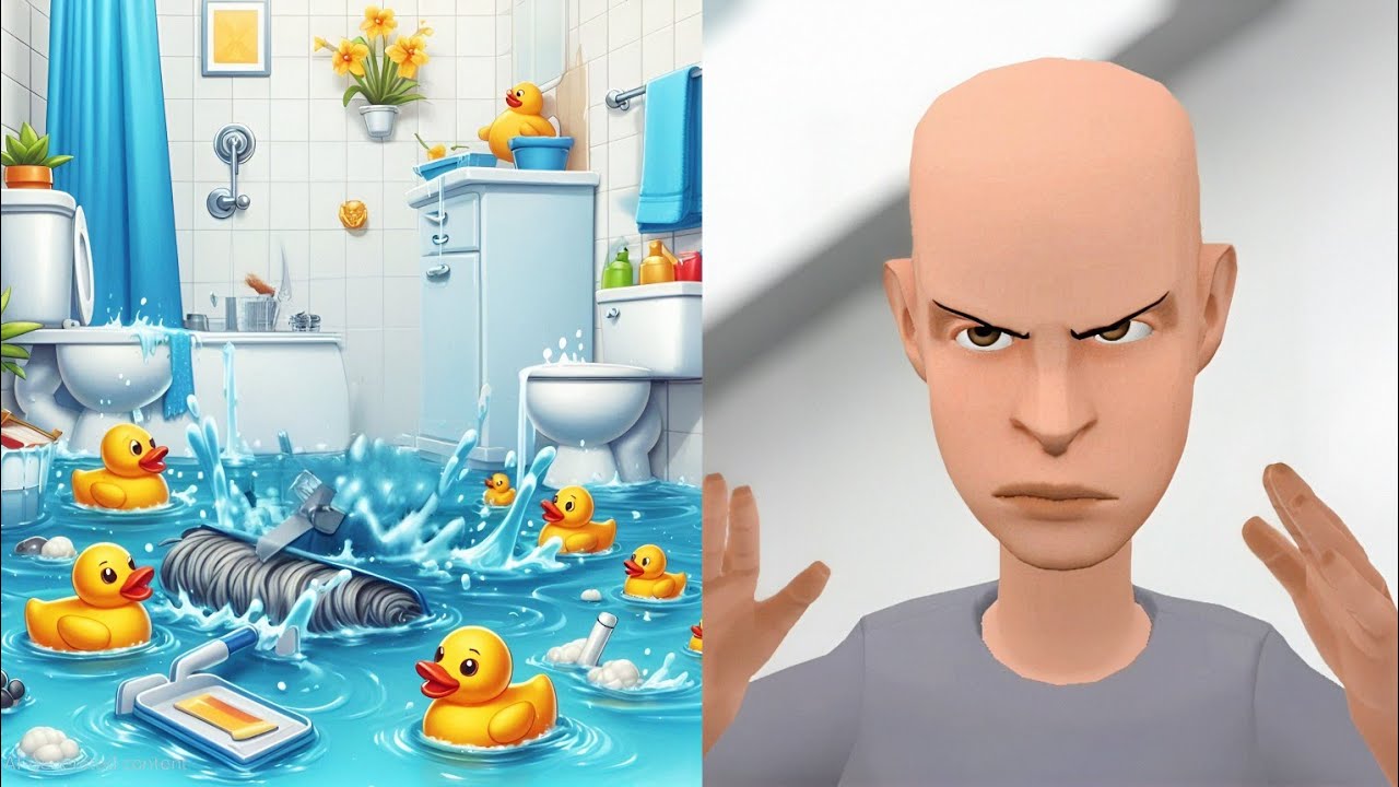 classic caillou Floods the Bathroom/ grounded