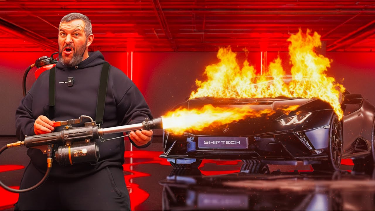 Film de protection PPF : On teste la r&eacute;sistance sur la Lamborghini ! ( Je lui mets le feu )
