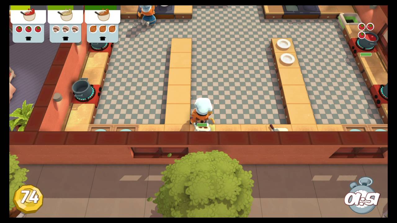 Overcooked, level 2-2, singleplayer, 3 stars
