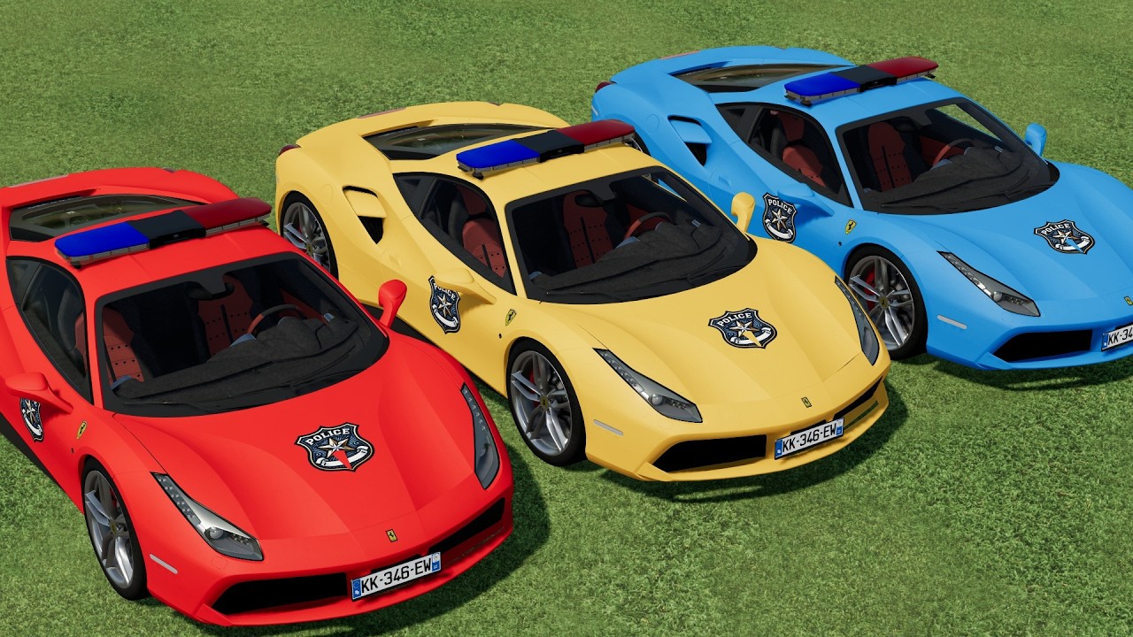 EVERY COLOR EXTREME POLICE CAR PARKING CHALLENGE ! FS22 LIKE BEAMNG DRIVE ! FS 22