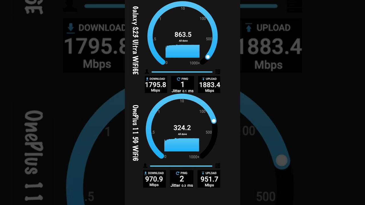 OnePlus 11 5G  vs S23 Ultra WiFi SpeedTest #speedtest WiFi6 vs WiFi6E