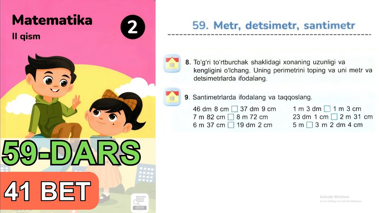 2 SINF. MATEMATIKA. 59-Dars. Uy vazifa - 41 bet