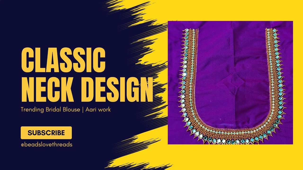 Classic Neck Design | Grand Stone Work | Trending Aari Design