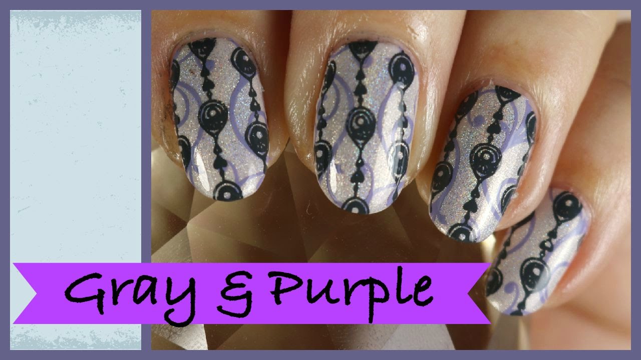 Gray & Purple グレー＆紫｜Nail Stamping  ネイルスタンピング