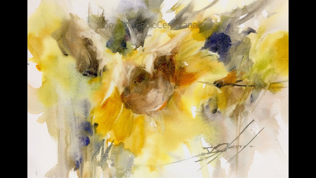 Watercolor/Aquarela - Demo - Sunflower 9
