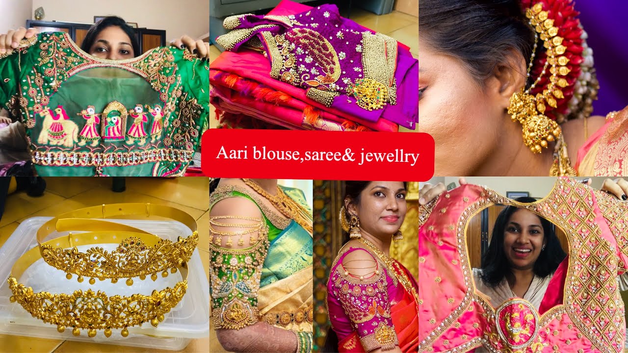 All Details of Kalyana Saree🥻, Aari Work Blouse Stitching & Jewellry/ஆரி ப்ளவுஸ் இவ்வளவு கம்மியா👆